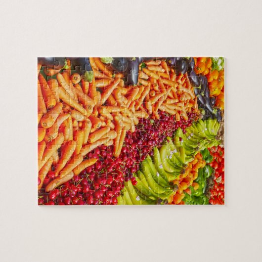 Collectie van groenten en fruit legpuzzel (Horizontaal)
