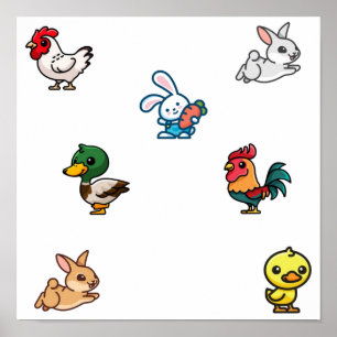 Collectie van huisdieren poster