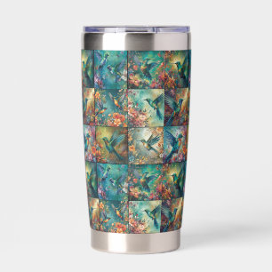 Collectie van negen kolibries in een patroon geïsoleerde drinkbeker