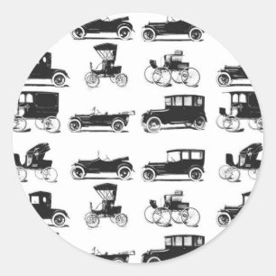 Collectie van oude en klassieke auto's ronde sticker