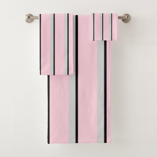 Collectie van Parijs grijs, zwart, roze, gestreept Bad Handdoek (Insitu)