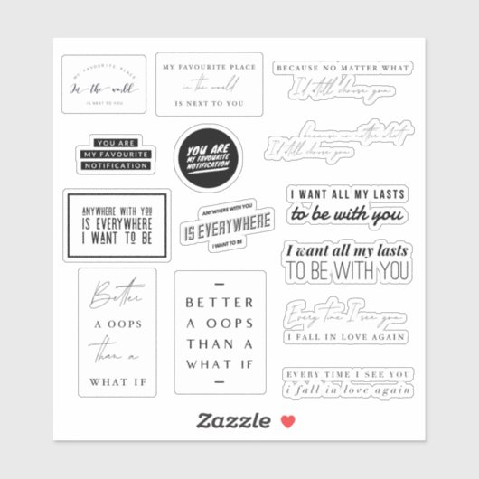 Collectie van Romantische Liefde Quotes Stickers (Vel)