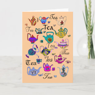 Collectie van  theepotten (leeg binnenin) kaart