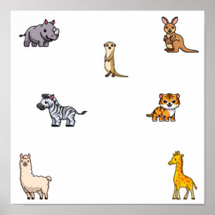 Collectie van wilde dieren poster