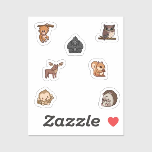 Collectie van wilde dieren sticker (Vel)