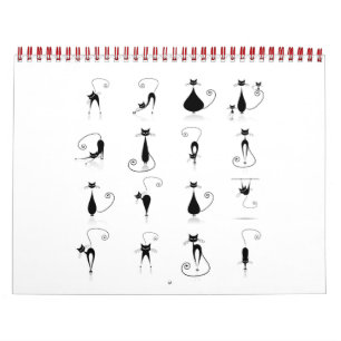 Collectie van zwarte katten kalender