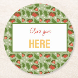 Collectie voor het mandje voor fruit - aardbeien ronde kartonnen onderzetter