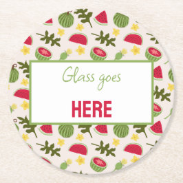 Collectie voor het mandje voor fruit - Watermeloen Ronde Kartonnen Onderzetter