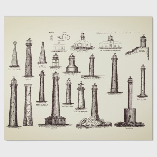 Collectie vuurtoren Cadeaupapier (Vlak)