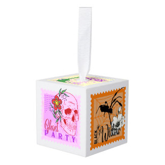 Collecties met gekleurde halloween stempel kubus ornament