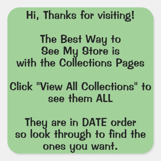 Collecties pagina Koptekst Vierkante Sticker (Voorkant)