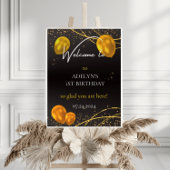 "Goud en zwart Baby eerste verjaardag" uitnodiging