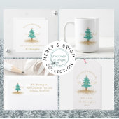 Mug Arbre de Noël à l'aquarelle "Merry & Bright" de No