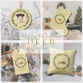Assiettes En Carton First Christmas Deer with Wreath Soft Yellow