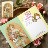 50e carte d'anniversaire, déesse de printemps, art