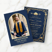 Luxury Navy & Gold Medical Graduation Invitation