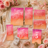 Numéro De Table Aquarelle rose chaud et orange