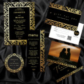 Sticker Rond Élégant Mariage de cadre or