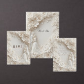 Invitation Thème d'invitation de mariage floral sculpté 🤍 (Personnalisez la collection de ce créateur indépendant.)
