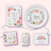 Serviette En Papier Pastel Red Rose Floral 100th Birthday Thank You