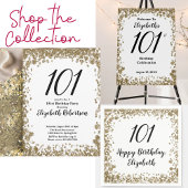 Elegant 101st Birthday Invitation For Her in Gold