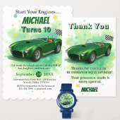 Serviette En Papier Voiture de course verte de fête d'anniversaire 10