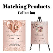 Carte Postale Faire-part Sweet 16 rose or argent enregistrer la date