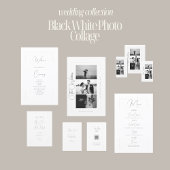 Elégant noir blanc photo Collage menu Mariage