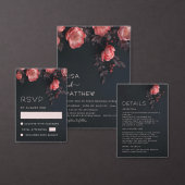Menu Fleurs 3D Rose Sombre Romantique Mariage (Personnalisez la collection de ce créateur indépendant.)