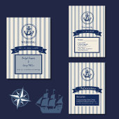 Invitation Mariage de destination maritime à rayures d'ancre