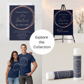 40e anniversaire Rose Gold Navy Invitation d'anniv
