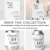Invitation 40e anniversaire Soeurs à 40 ans Black White Party