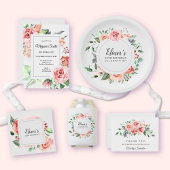 Serviette En Papier 40e anniversaire Elégant rose rose florale