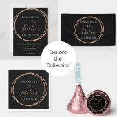 Rose Gold Black 50th Birthday Party Invitation
