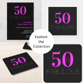 Serviette En Papier 50e anniversaire 50 fabuleux Neon Pink Black Party