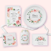 Serviette En Papier Élégant rose rose florale 60e anniversaire