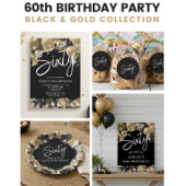 Invitation Moderne 60e anniversaire noir et or