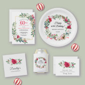 Serviette En Papier Rose Holly Winter Botanical 60e anniversaire