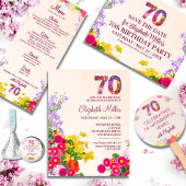 Carte Postale Faire-part Fleurs modernes pour 70 ans Fête des 70 ans