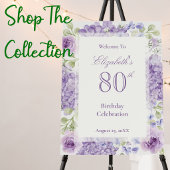 Invitation pour les 80 ans Élégante Fleur Violette