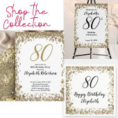 Elegant 80th Birthday Invitation For Her in Gold
