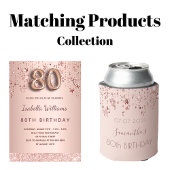 80e anniversaire rose or étoiles carte de remercie