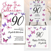 Papillon 90e anniversaire Invitation en rose /pour