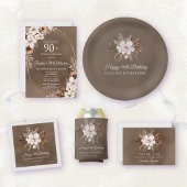 Signe De Table Fleurs d'automne neutres blanches 90e anniversaire