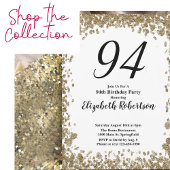Elegant 94th Birthday Invitation For Her in Gold