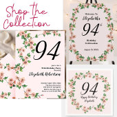Floral 94th Birthday Invitation in Blush Pink