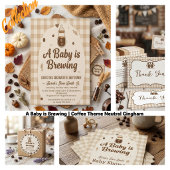 Invitation Un bébé prépare du café Gingham Neutre du point de
