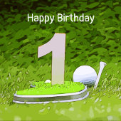 Papier Mousseline Golf 1er Anniversaire avec drapeau de golf en vert