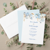 Stofbloem Blauw Bloem Goud Acryl Uitnodigingen (Personaliseer deze collectie van deze onafhankelijke maker. Test)