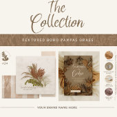 Gestructureerde Boho Pampas Gras Trouw Menu Kaart